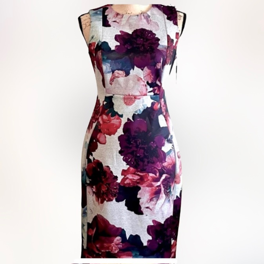 NWT! CALVIN KLEIN Beautiful Sleeveless Floral Pencil Dress